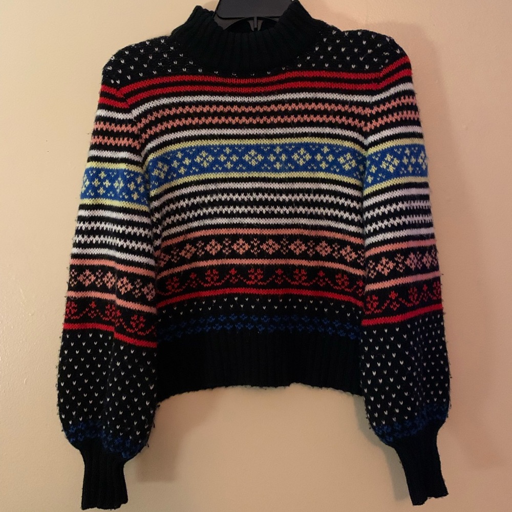 American Eagle Outfitters Colorful Patterned Turtleneck Sweater